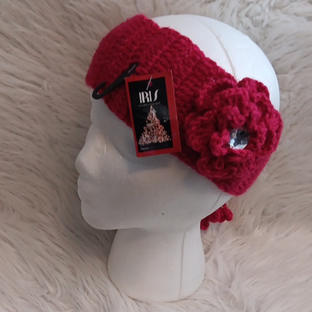 Iris Knit Headband with Floral Accent